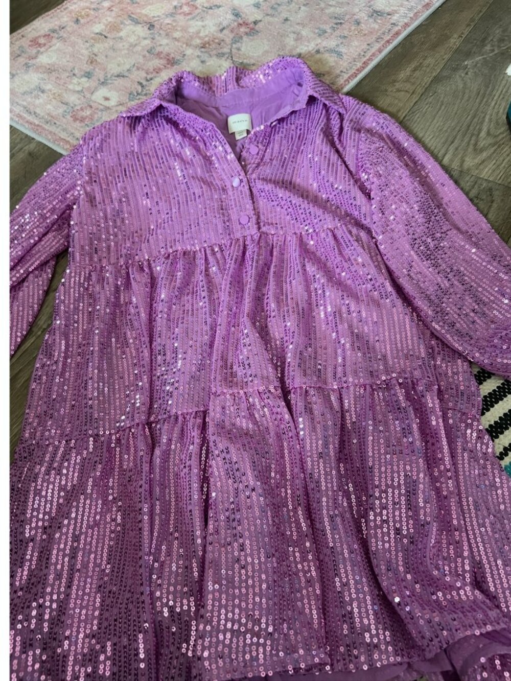 Maeve Bettina Tiered Shirt Dress: Sequin Mini size XSP - Picture 7 of 14